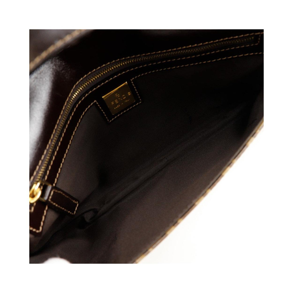 Fendi - Zucchino Mamma Baguette Plastic Axelremsväska - Brun
