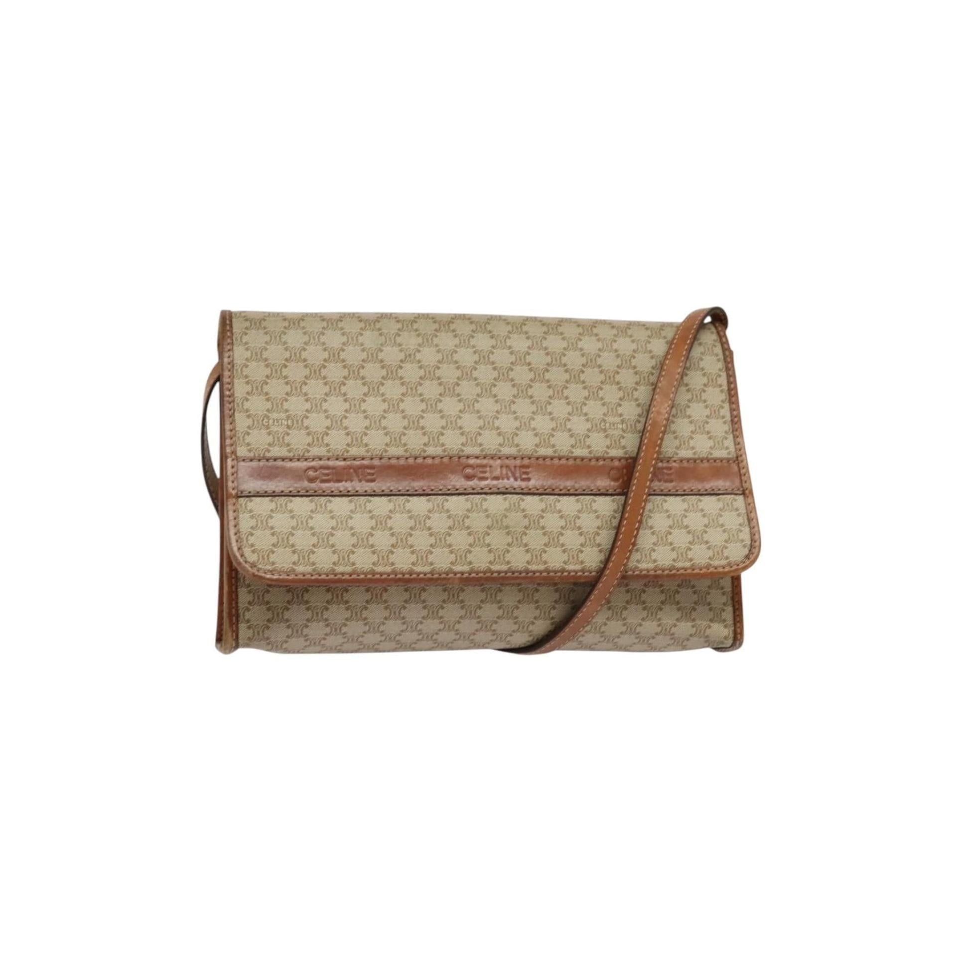 Celine Vintage Macadam Shoulder Bag Canvas and Leather Product Image