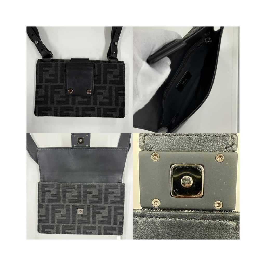 Fendi - Borsa a spalla Baguette convertibile in marsupio in tela - Nero