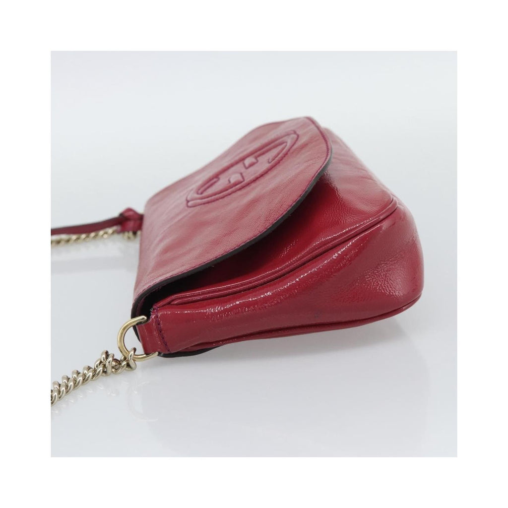 Gucci - Axelremsväska Soho Chain Medium Lackläder - Rosa