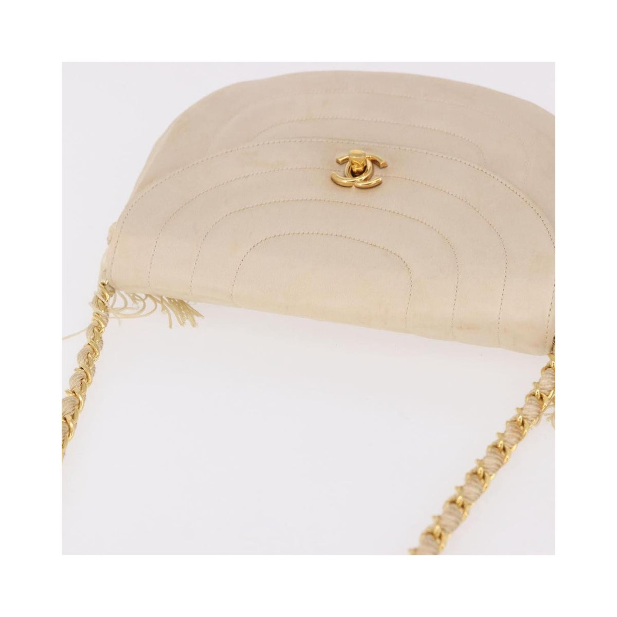 Chanel - Axelväska Vintage Round Flap Satin - Beige
