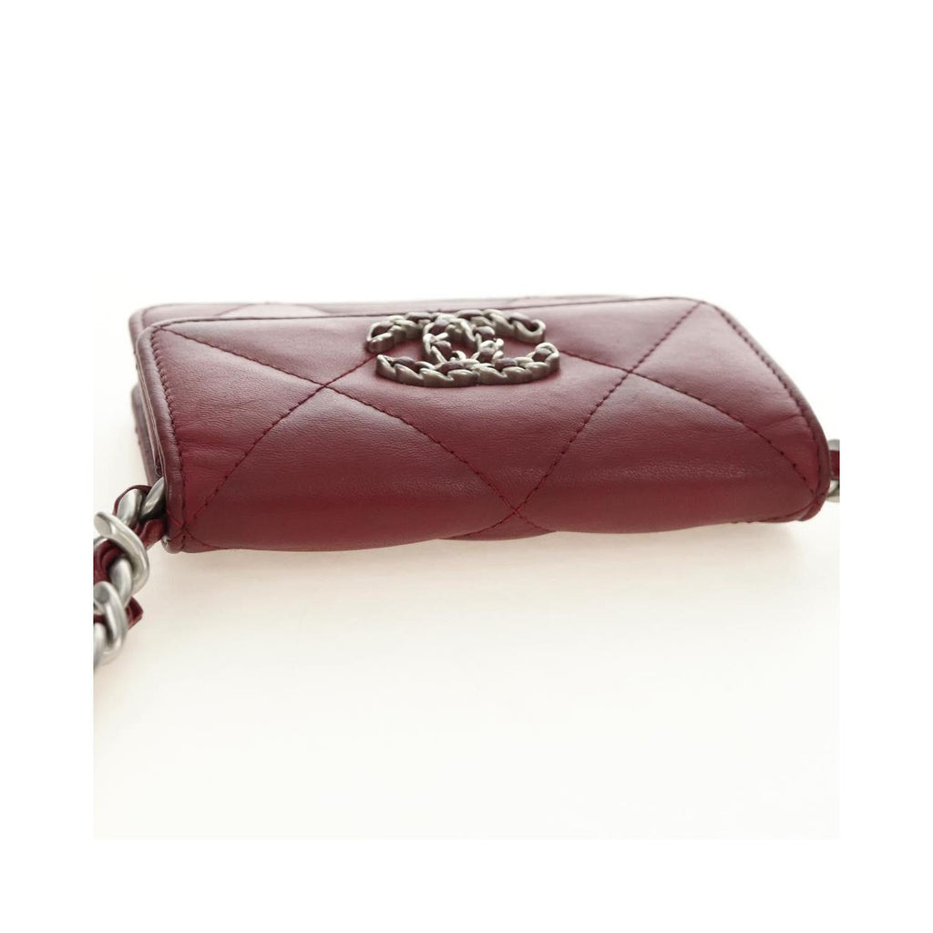 Chanel - Axelväska 19 Wallet On Chain Läder - Vinröd