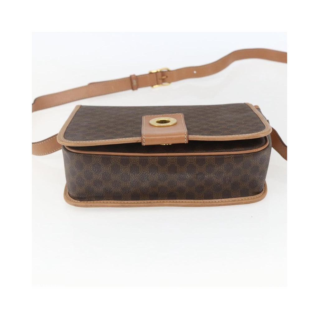Celine - Torebka Na Ramię Vintage Macadam Circle Logo Z Płótna - Brązowa
