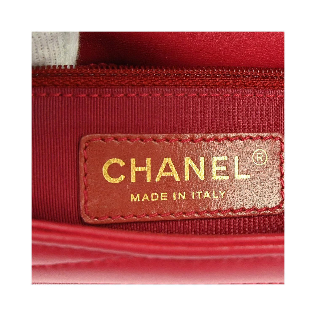 Chanel – Torba na ramię Surpique Chevron Cc Flap Medium Skóra – Czerwona