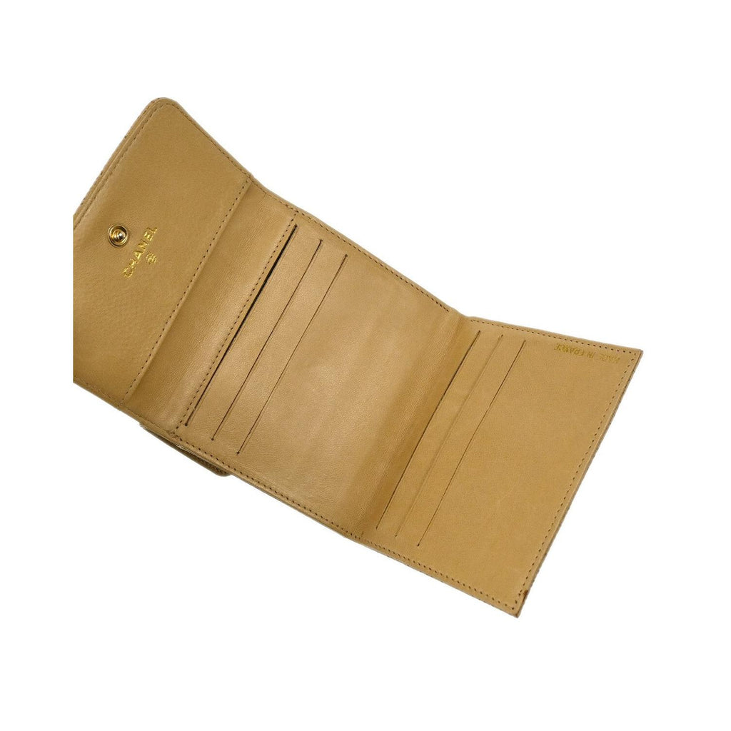 Chanel - Portafoglio vintage Timeless CC a libro in pelle - Beige