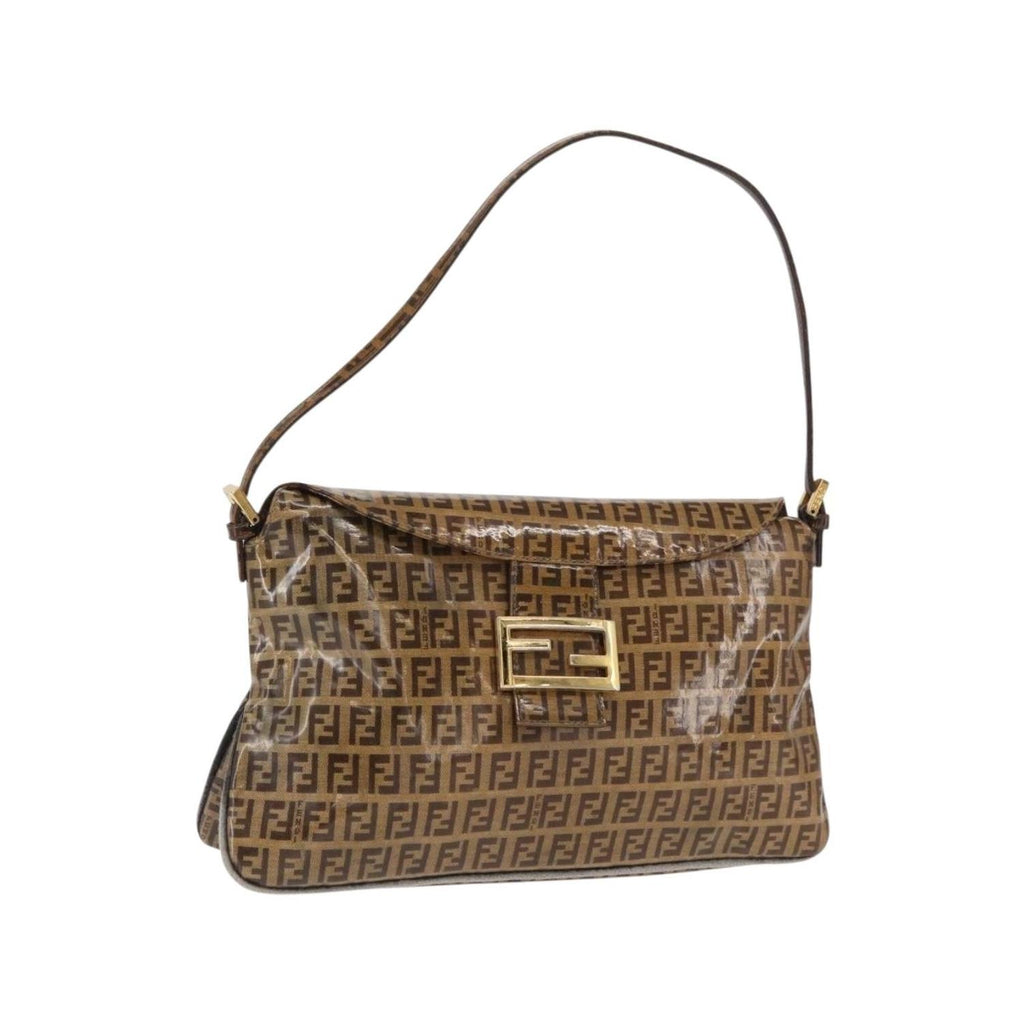 Fendi - Torba Na Ramię Mamma Baguette Z PVC - Brązowa