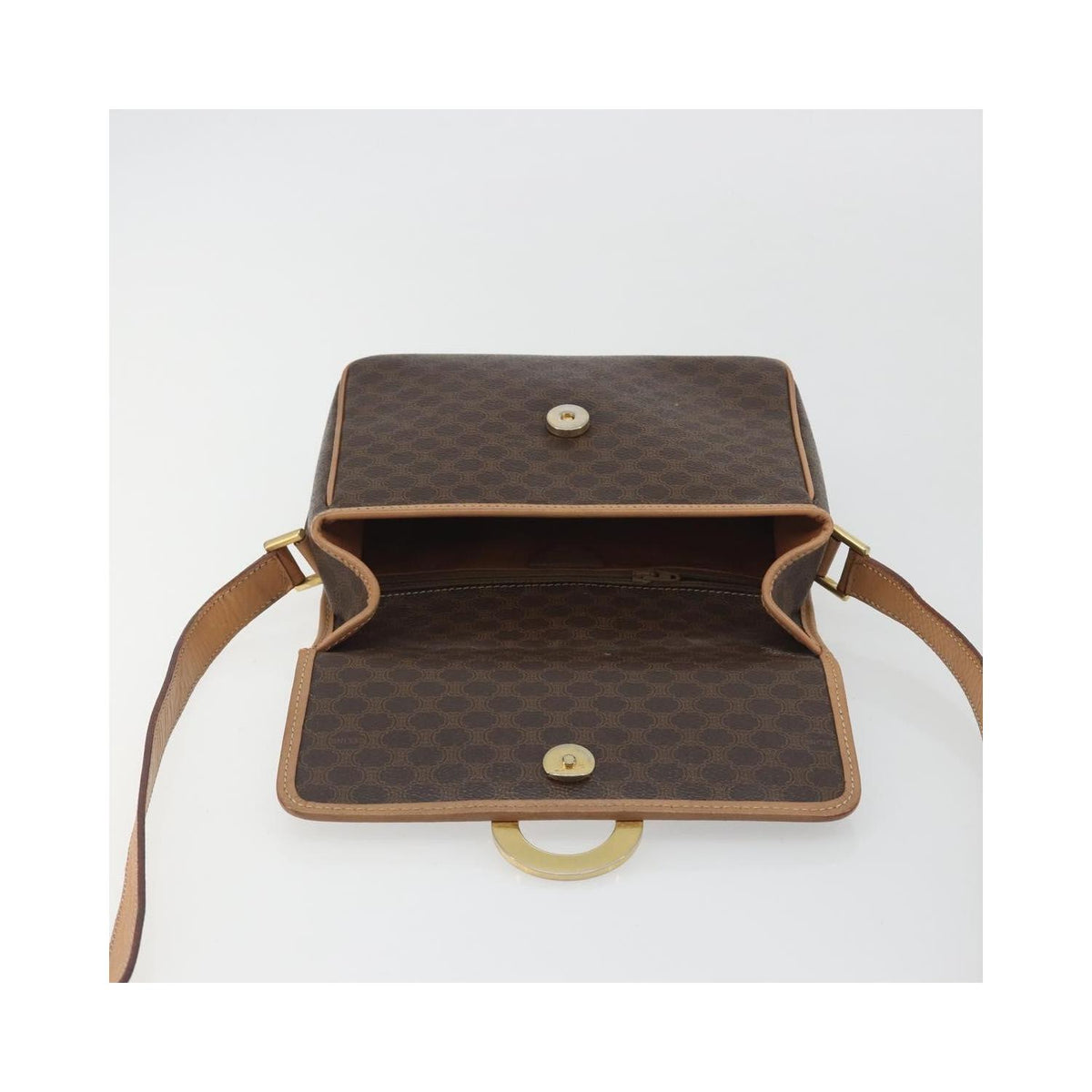 Celine - Sac Porté Épaule Vintage Macadam Circle Logo Toile - Marron