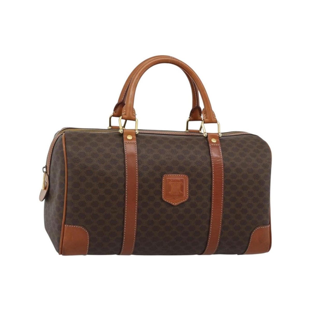Celine - Torebka Do Ręki Vintage Macadam Boston Z Płótna - Brązowa