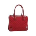 Gucci - Structured Top Handle Open Tote Stor Handväska Canvas - Röd