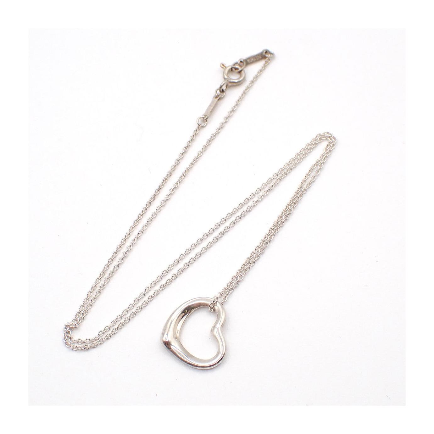 Tiffany & Co. Elsa Peretti Open Heart Pendant Necklace Sterling Silver 16mm