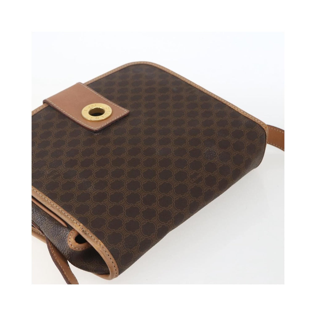 Celine - Torebka Na Ramię Vintage Macadam Circle Logo Z Płótna - Brązowa