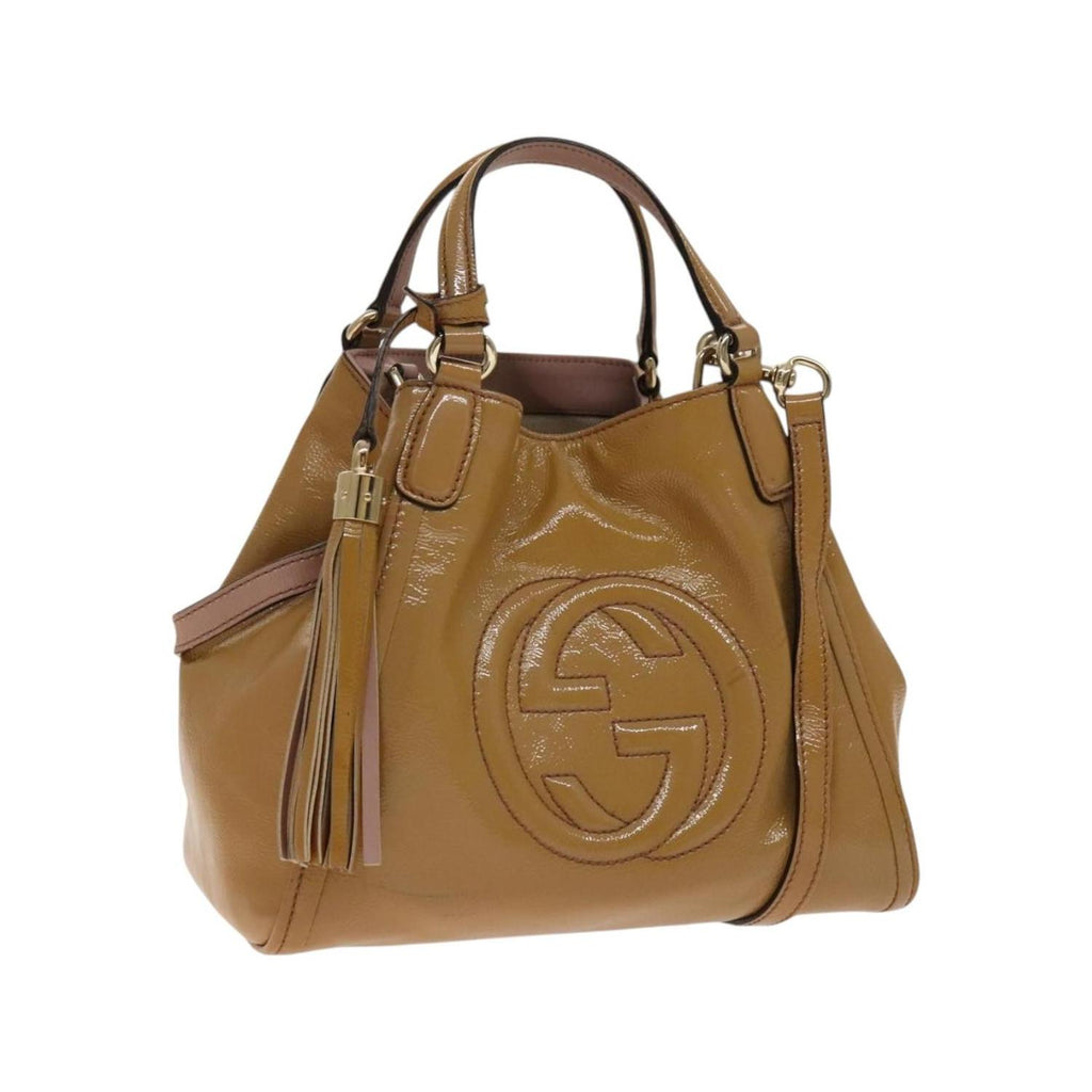 Gucci - Axelremsväska Soho Convertible Shoulder Bag Small Lackläder - Beige