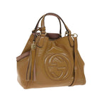 Gucci - Axelremsväska Soho Convertible Shoulder Bag Small Lackläder - Beige