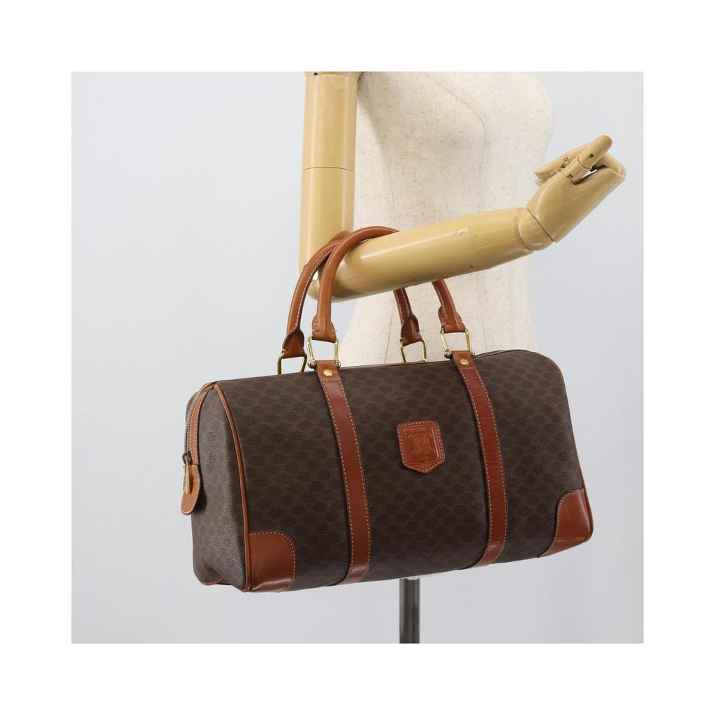 Celine - Torebka Do Ręki Vintage Macadam Boston Z Płótna - Brązowa