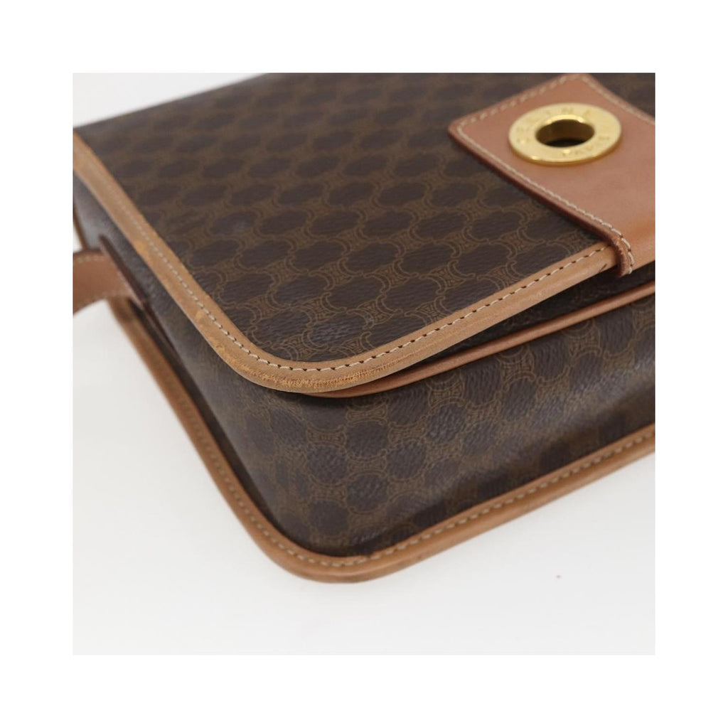 Celine - Torebka Na Ramię Vintage Macadam Circle Logo Z Płótna - Brązowa