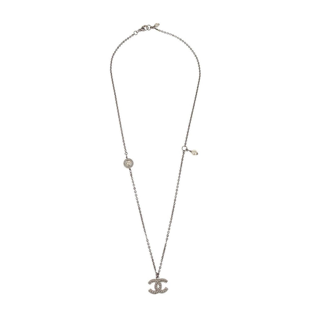 Chanel CC Chain Necklace Metal with Faux Pearls Product Image