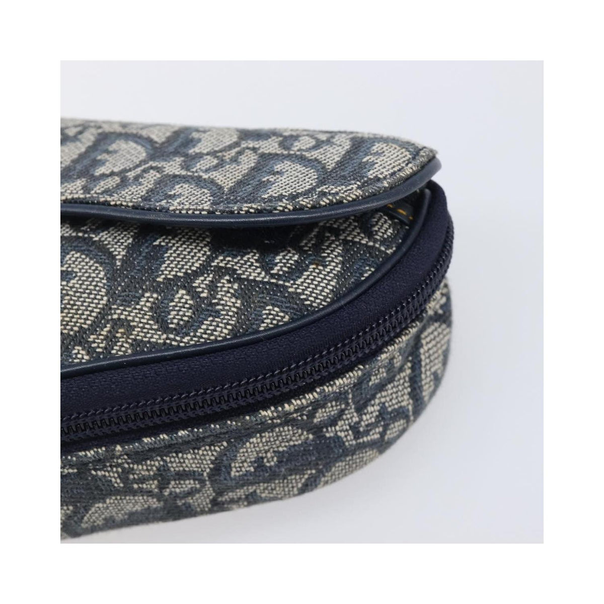 Christian Dior - Pochette Saddle con zip in tela - Blu navy
