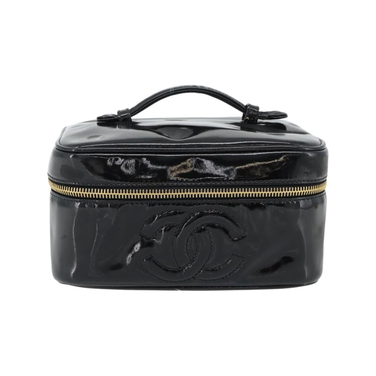 Chanel – Vintage-Handtasche Timeless Cosmetic Case Small Lackleder – Schwarz
