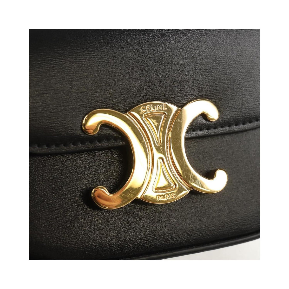 Celine - Torebka Vintage Triomphe Shoulder Medium Skórzana - Czarny