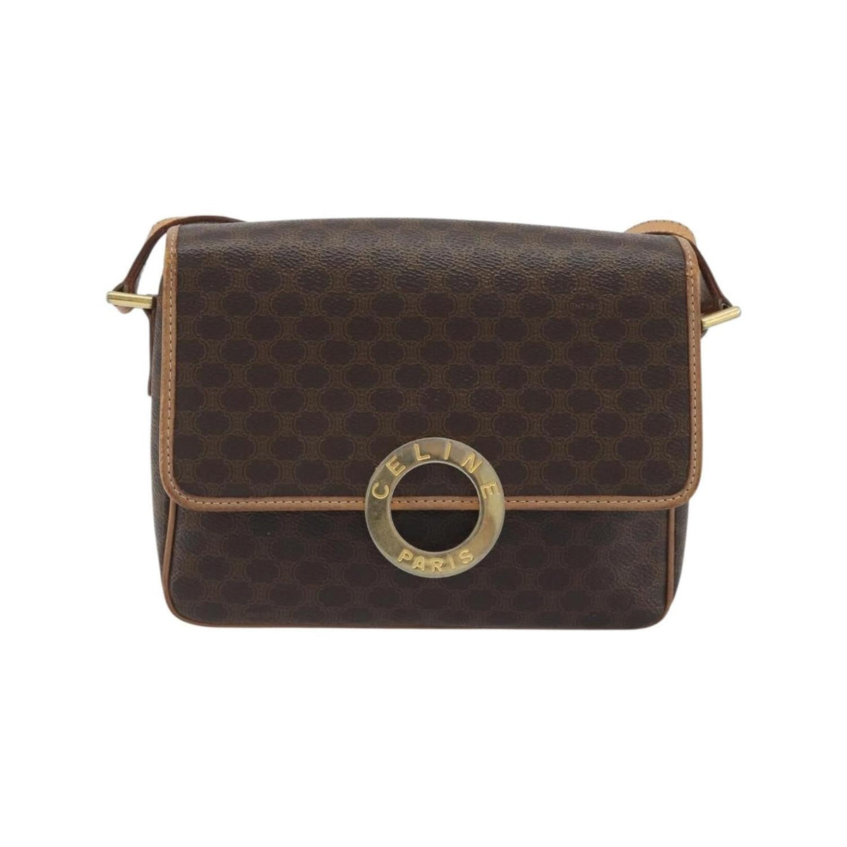 Celine - Sac Porté Épaule Vintage Macadam Circle Logo Toile - Marron