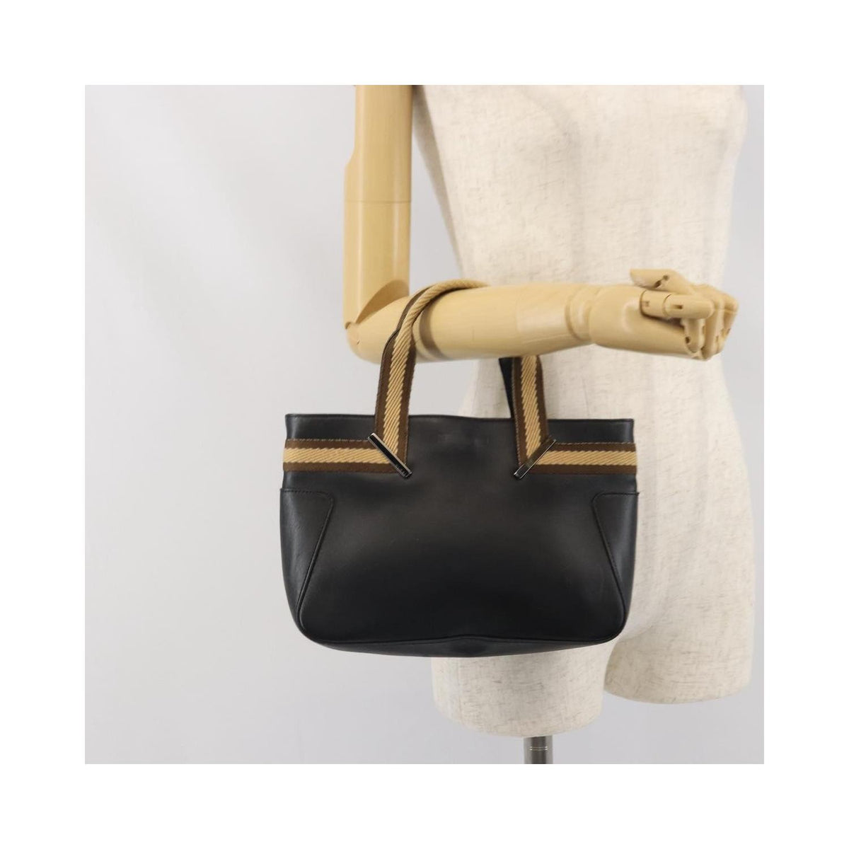 Gucci - Vintage Web Tote Lædershopper - Sort