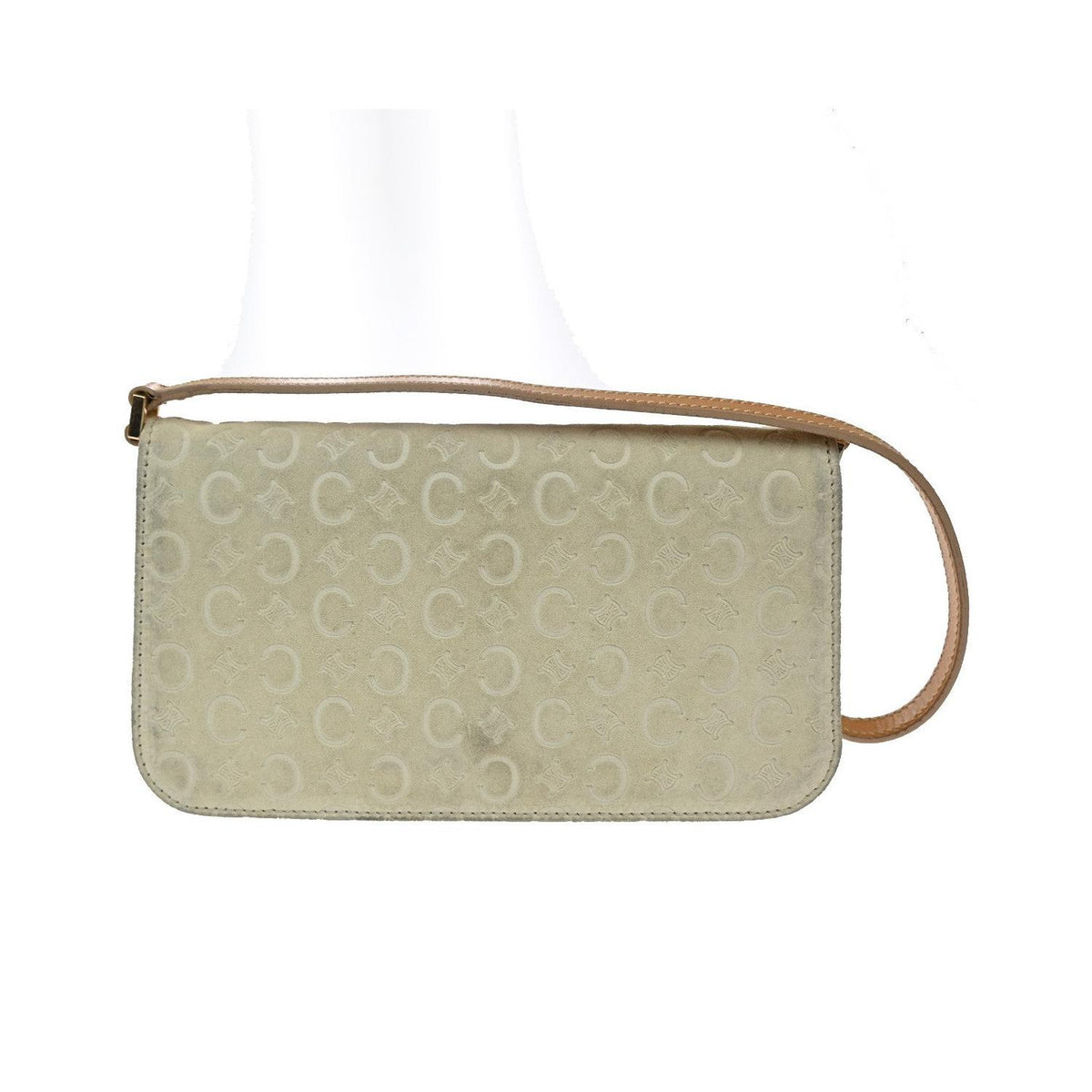 Celine - C Macadam Shoulder Pochette i mocka - Beige