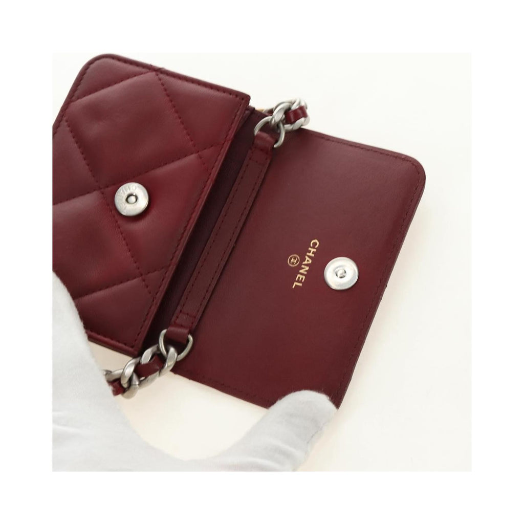 Chanel - Axelväska 19 Wallet On Chain Läder - Vinröd
