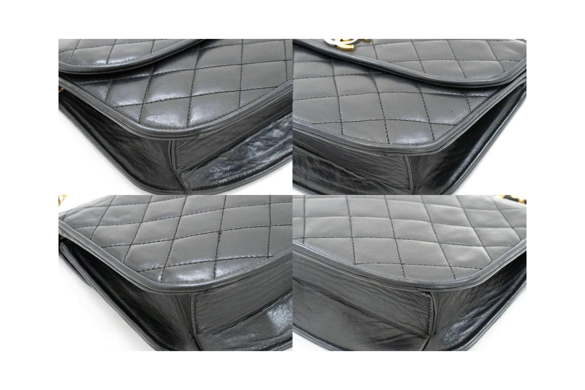 Chanel - Axelremsväska Vintage Round Flap Small Läder - Svart
