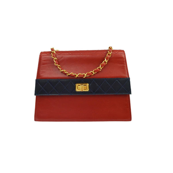 Chanel - Sac Porté Épaule Vintage Mademoiselle Lock Chain Flap Cuir - Rouge