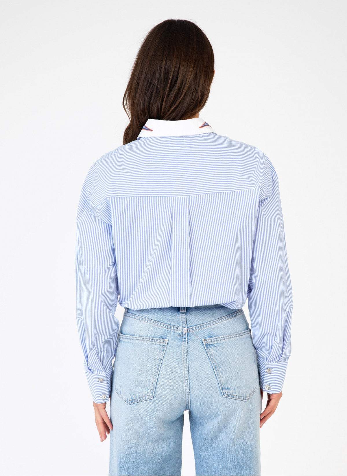 Chemise Col Brode Saby - Bleu