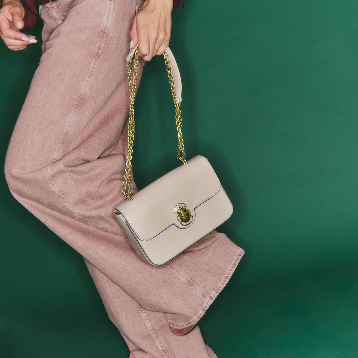 Ava Medium Nappa Gypsum Bag