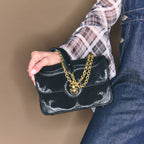 Ava Medium Patchwork Leather Bag black