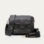 Big Charly Nappa Black Bandana Print Leather Bag