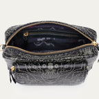 Big Charly Black Nappa Leather Bag with Bandana Print