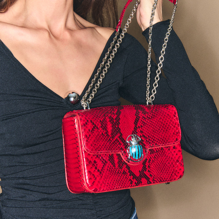 Bolso Python Ava Mediano Rubí