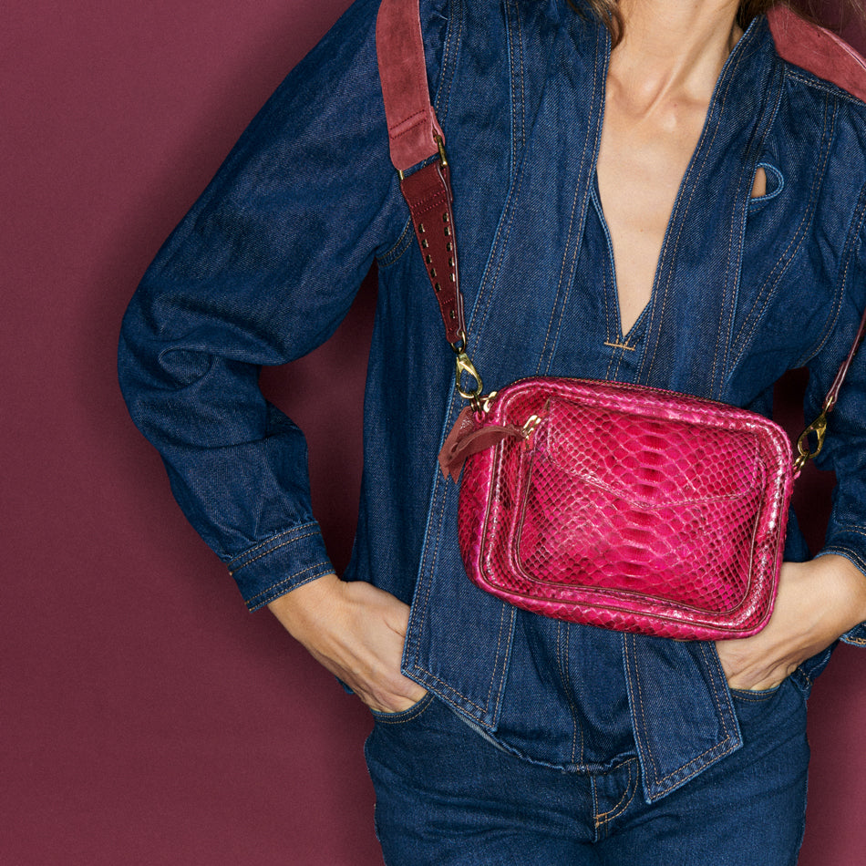 Charly Celosia Pink Python Bag