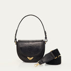 Bolso Victoria de Pitón Negro con Asa y Bandolera