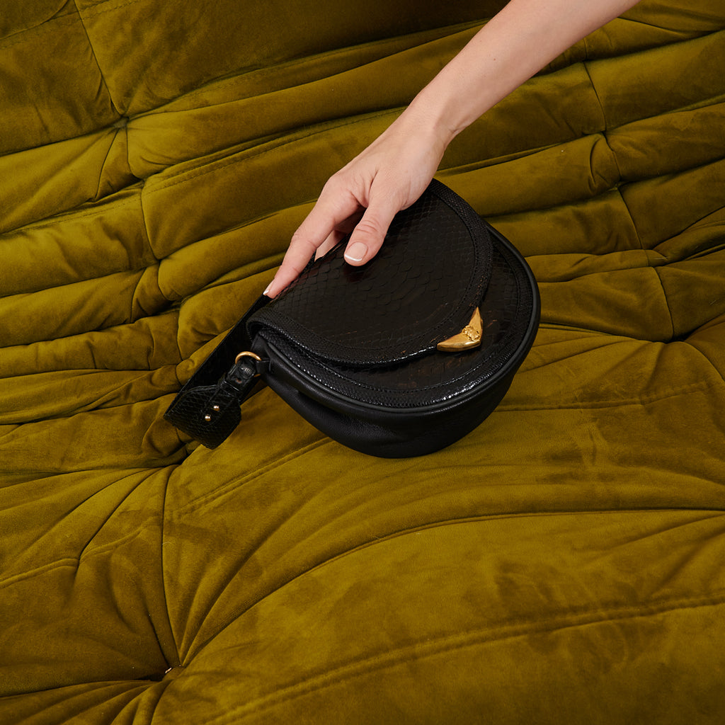 Black Victoria Python Bag
