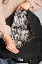 Bolsa de viaje grande unisex Yves negro interior blockprint bolsillos
