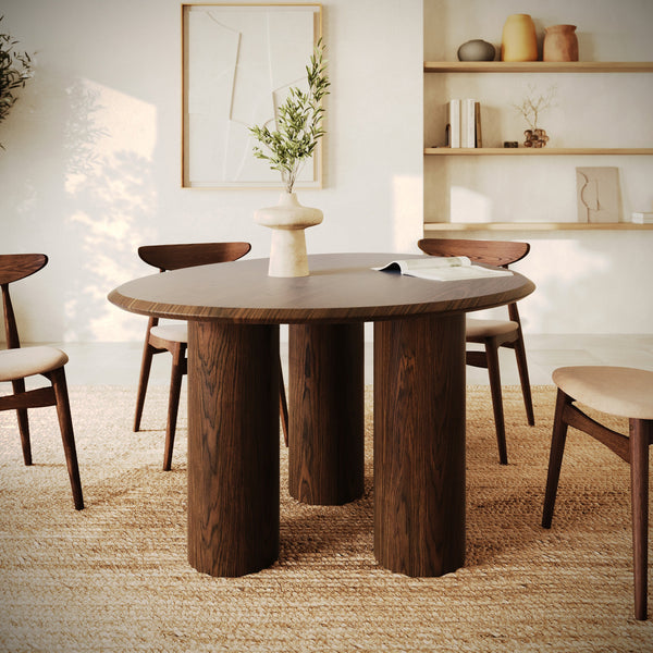 Aya - Table Organique En Placage Noyer, 6 Personnes