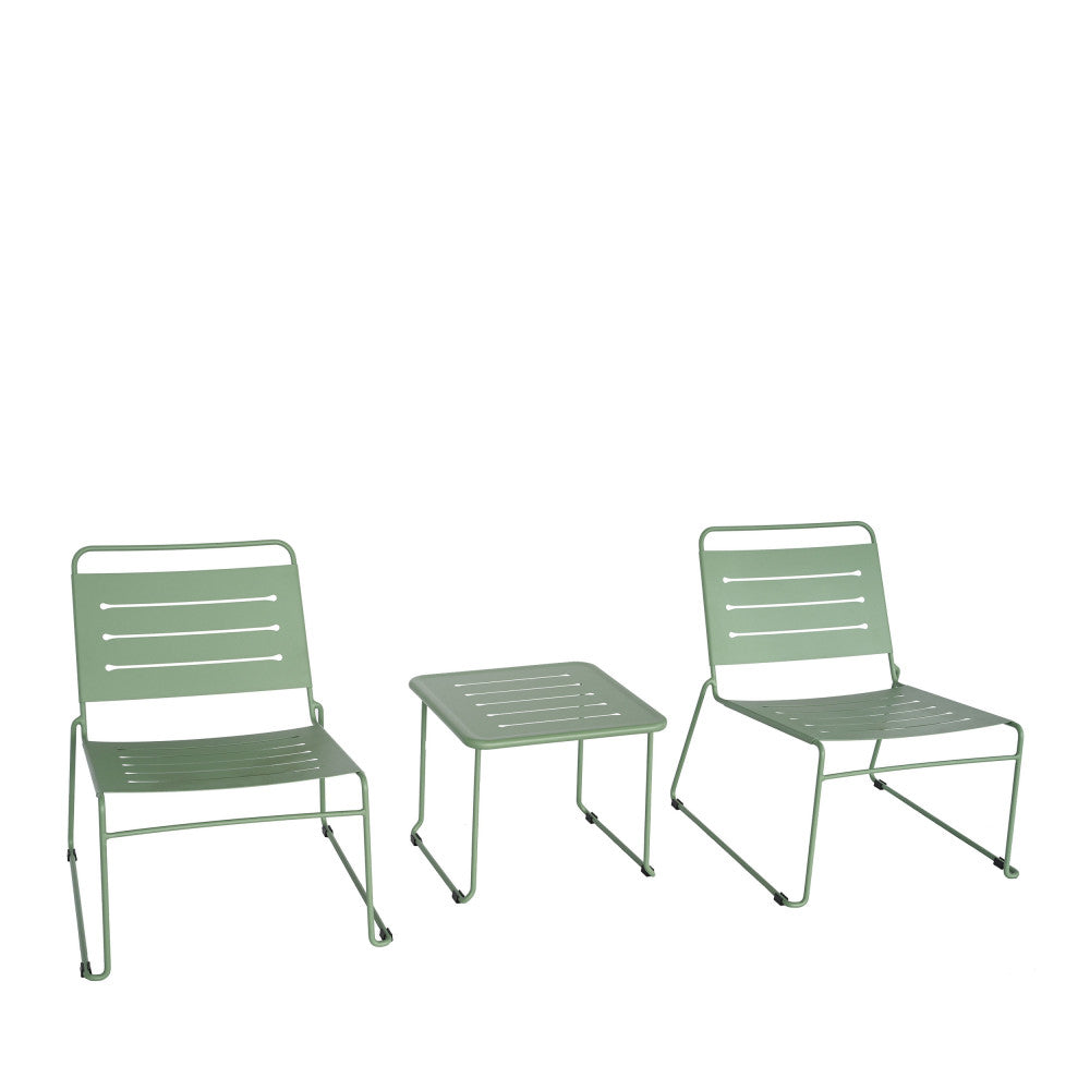 Solena - Conjunto de jardín para 2 personas - Metal - Verde