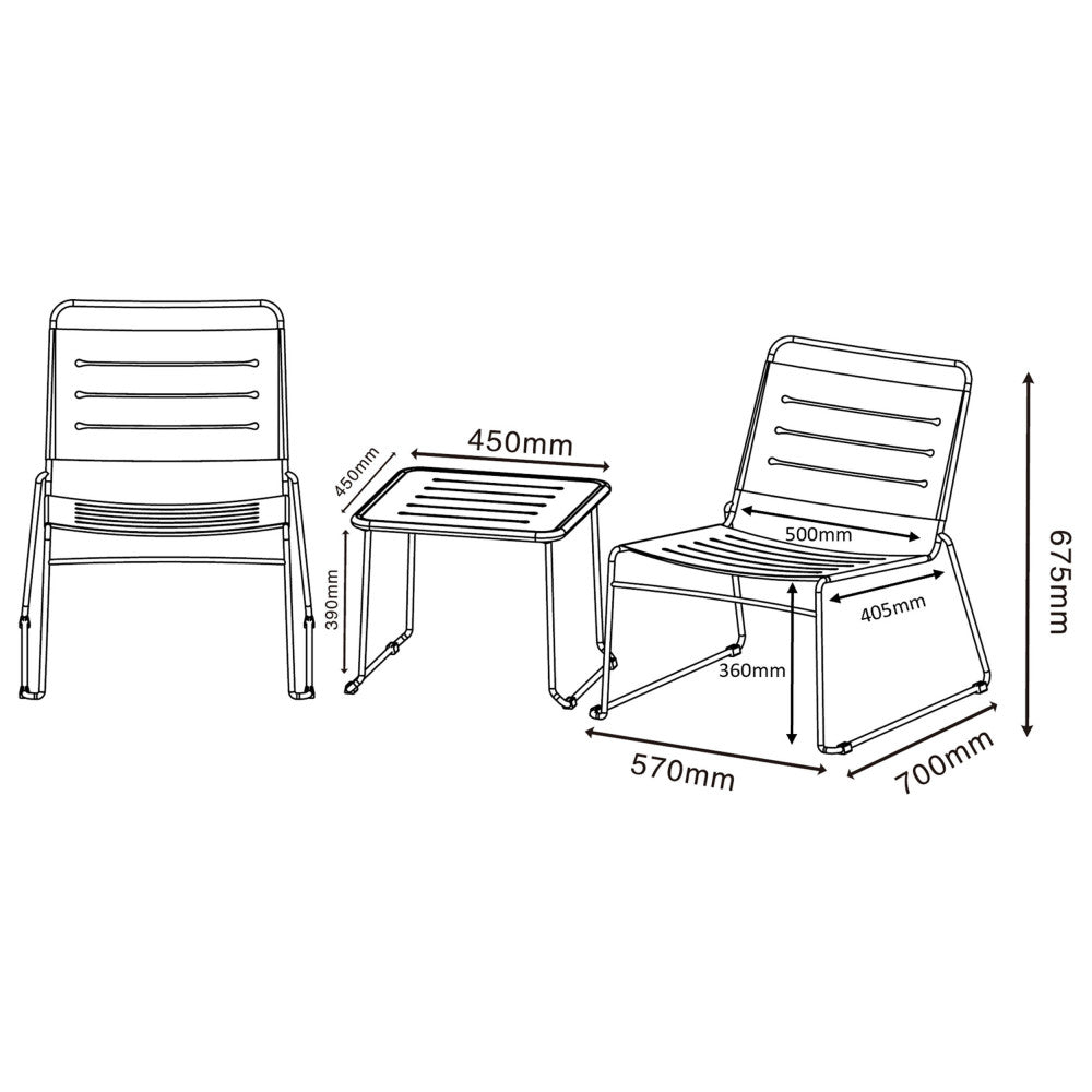 Solena - Conjunto de jardín para 2 personas - Metal - Verde