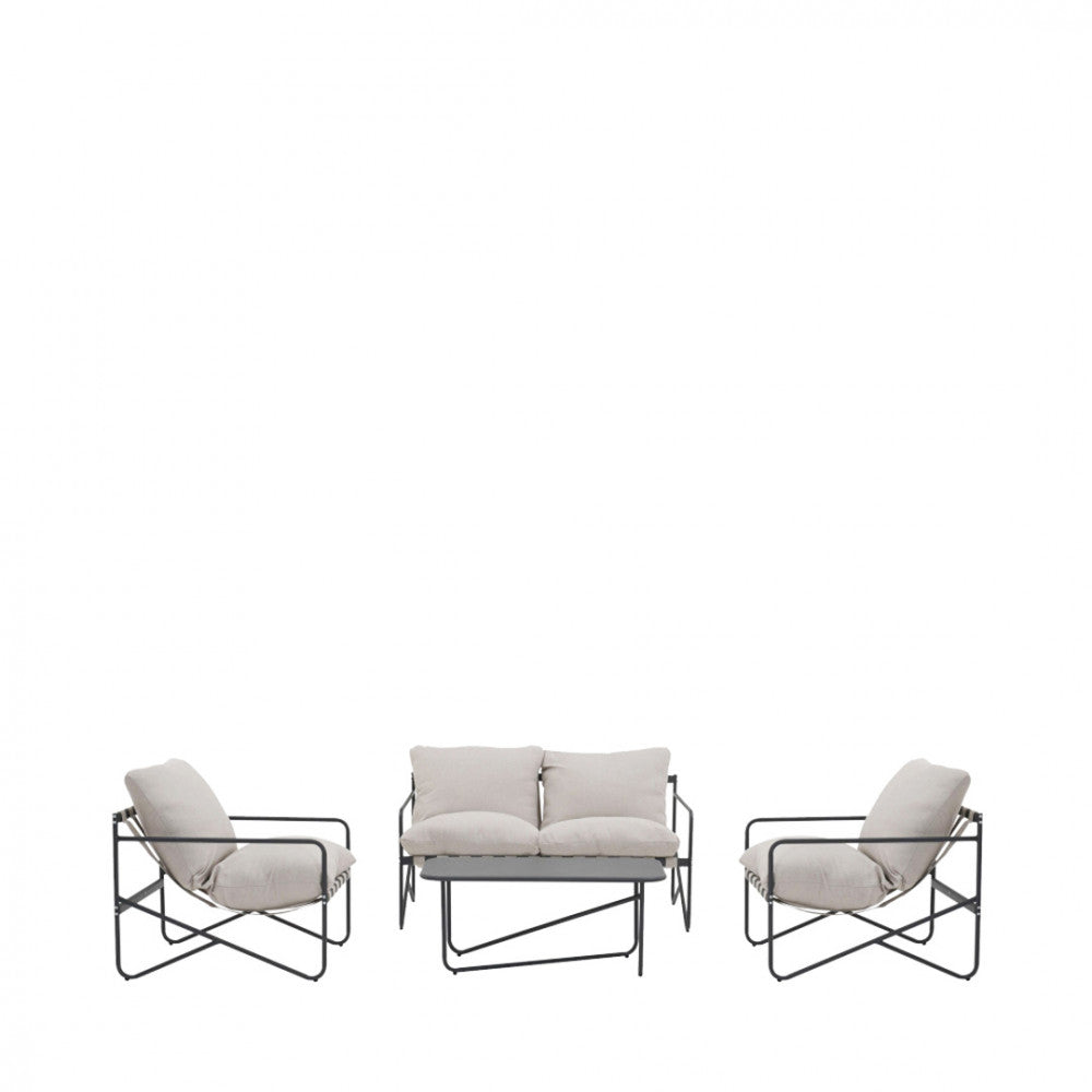 Zeno - Conjunto De Jardín 4 Plazas - Acero - Beige
