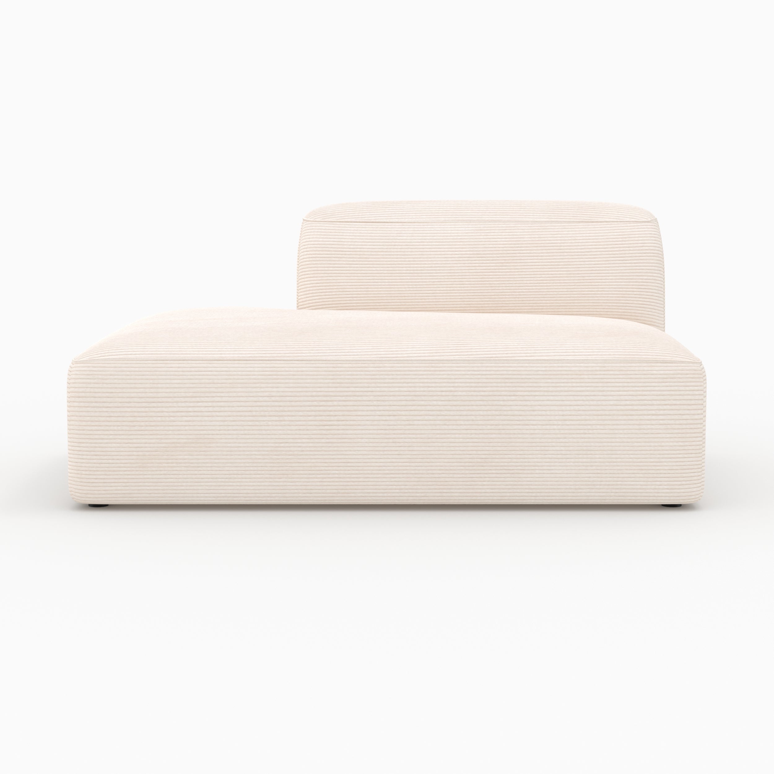 Mina - Canapé D'Angle Droit Modulable En Velours Côtelé Blanc 4 Places