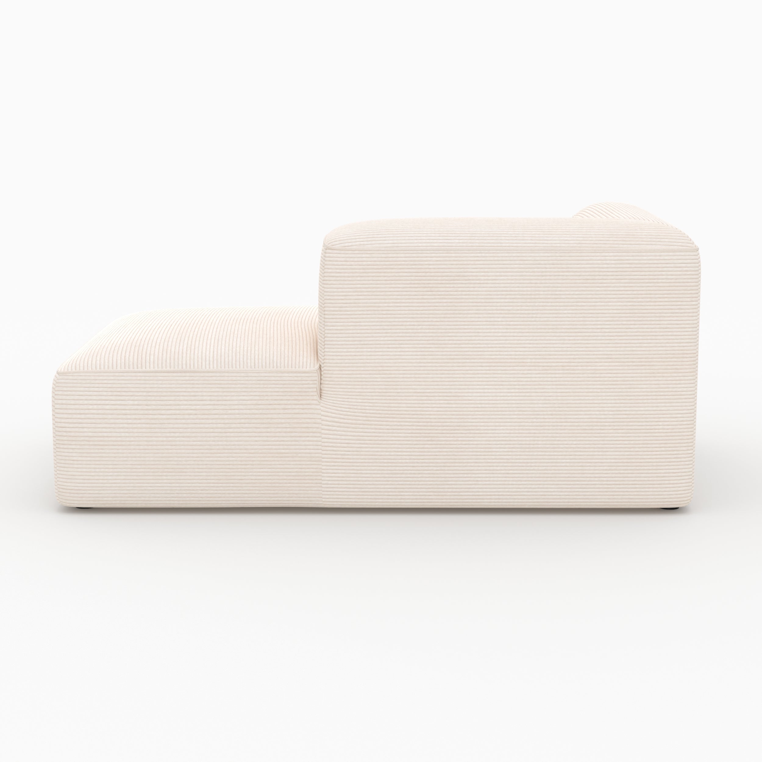 Mina - Canapé Modulable En Velours Côtelé Blanc 4 Places Avec 2 Poufs