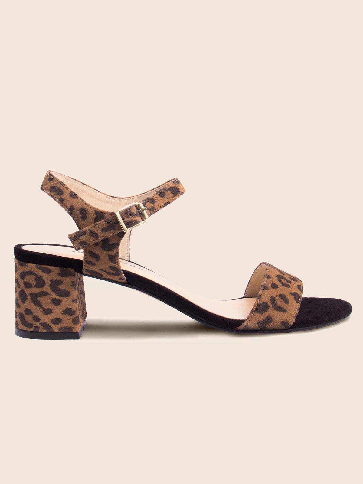Sandales Moyen Talon Cuir Léopard - Femme