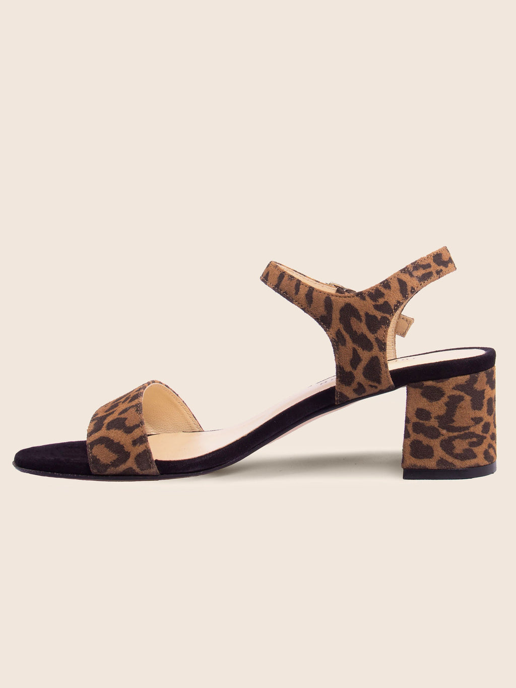 Sandales Moyen Talon Cuir Léopard - Femme
