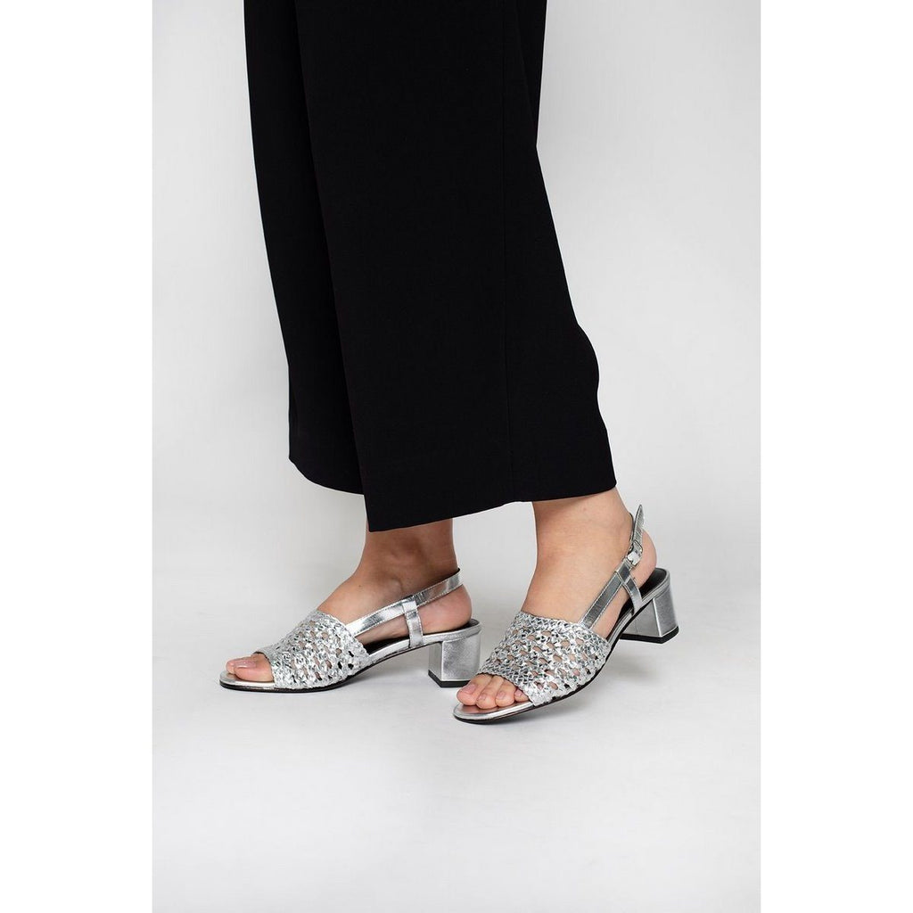 White Sun - Sandales Talon Emmy - Goat Silver (Canné) - Silver