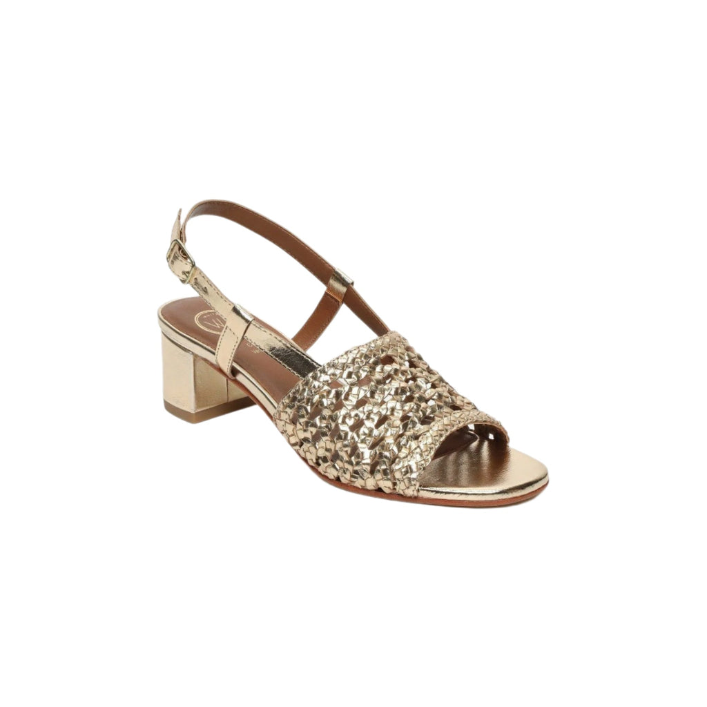 White Sun - Sandales Talon Emmy - Goat Gold (Canné) - Gold