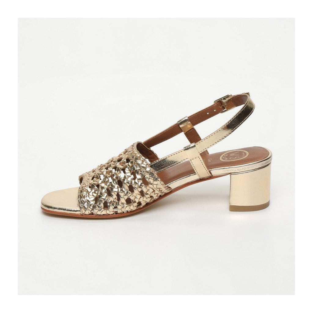 White Sun - Sandales Talon Emmy - Goat Gold (Canné) - Gold